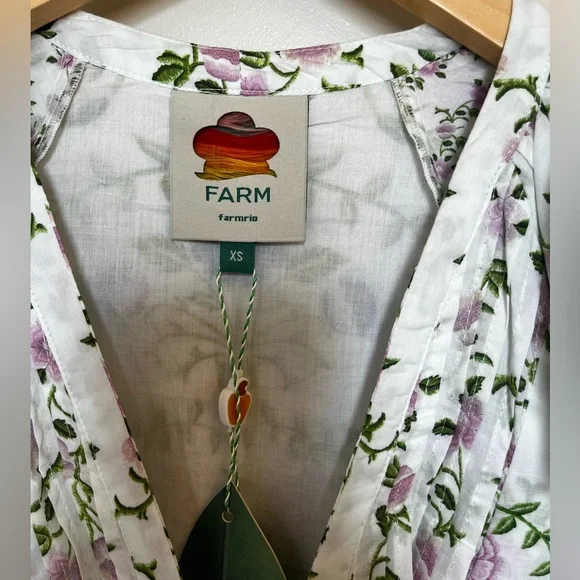 Farm Rio Folk Floral Lace Midi Dress White Sz extra small - Picture 11 of 16